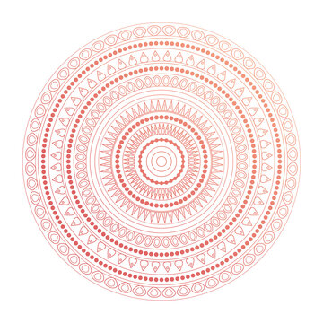 Minimalist pink mandala pattern, geometric circular ornamental design, bohemian spiritual graphic element for wellness branding, transparent background