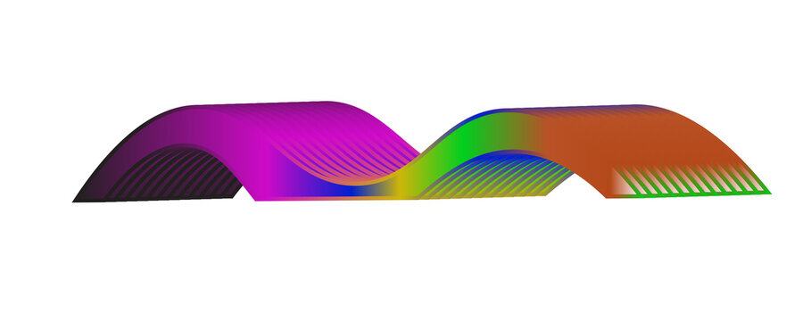  Abstract 3D colorful wave vector element isolated on white background