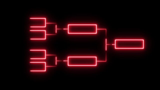 Neon red tournament bracket for sports competition and esports events