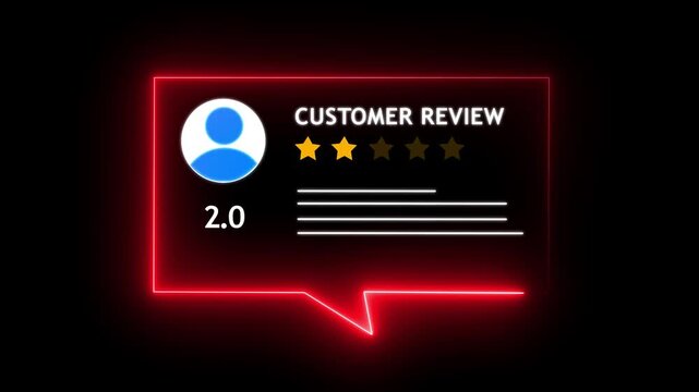 Neon customer review rating ui animation with two stars and user profile icon