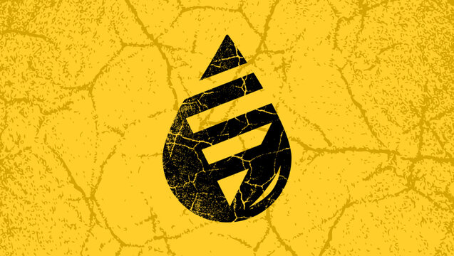 Drill in oil drop, color vector illustration