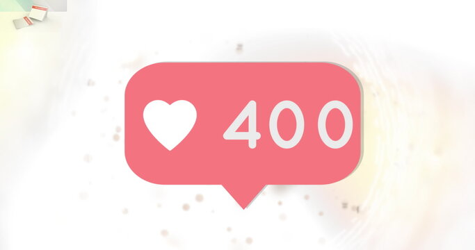 Heart icon with 400 likes symbolizing social media engagement and popularity