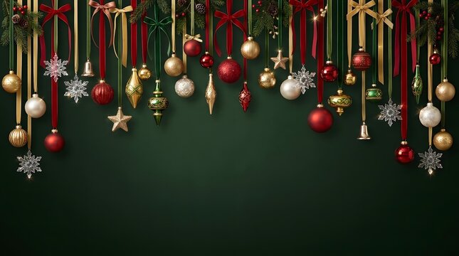 A festive christmas background with ornaments and delicate holiday decorations