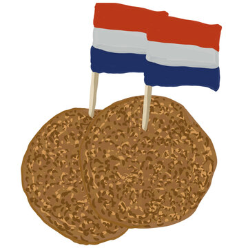 Traditional Dutch Eierbal Snack with Netherlands Flag Illustration