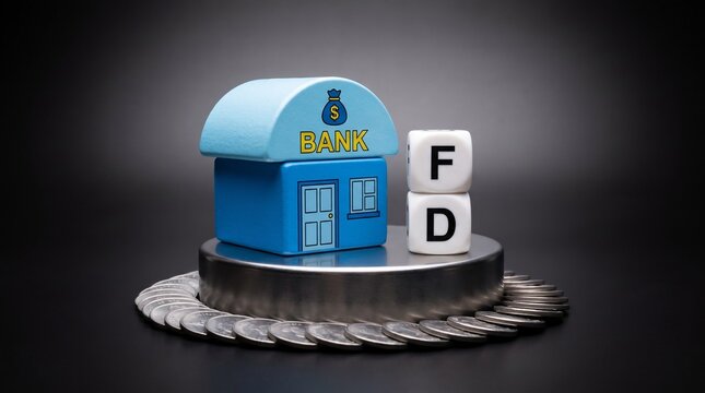 Fixed Deposit Investment Concept with Bank Model and FD Dice on Round Platform