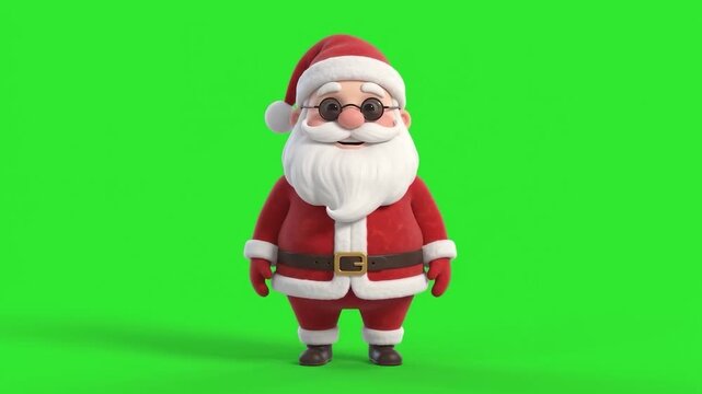 Happy Father Christmas Character 3D Animation on Green Screen Chroma Key