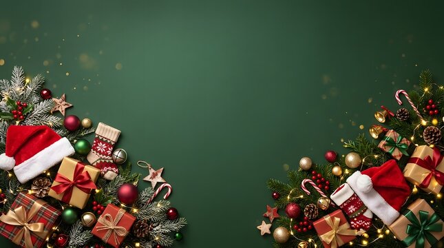 Festive holiday cheer a vibrant christmas background with gifts ornaments and seasonal decorations