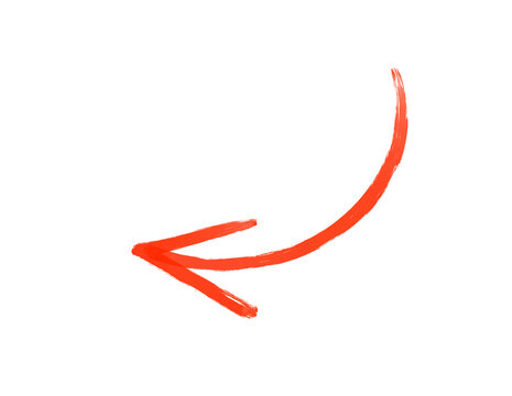 Red arrow icon pointing down side hand drawn highlight curve arrow symbol on transparent background png