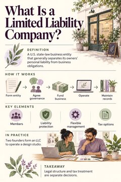 Limited liability company infographic explaining business structure