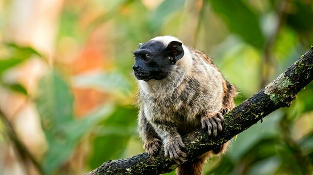pied tamarins close up at morning light in manaus brazil video