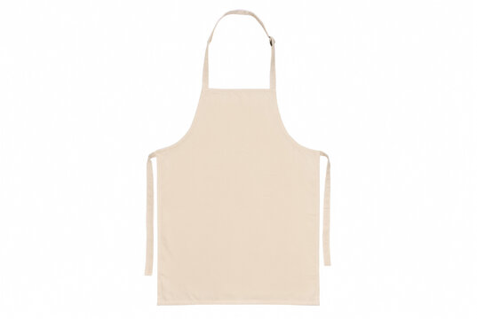 Blank beige cotton apron isolated on white background