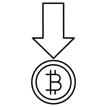 Bitcoin symbol with down arrow