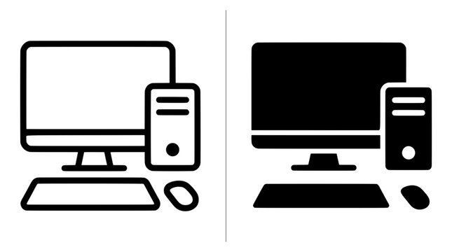 Desktop computer setup icon for logo or app
