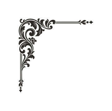 Vintage Black Scrollwork Corner Border for Invitations