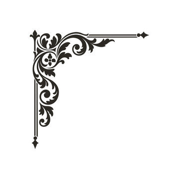 Vintage Decorative Floral Corner Border Design