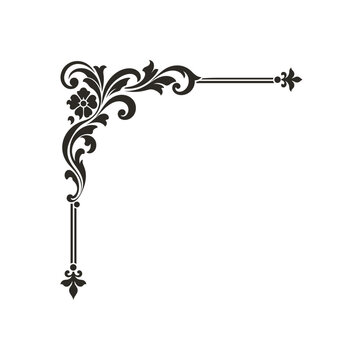 Vintage Floral Corner Border and Ornate Decorative Element