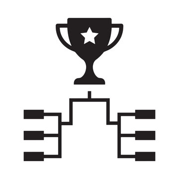 Tournament Bracket With Trophy Silhouette On White Background
