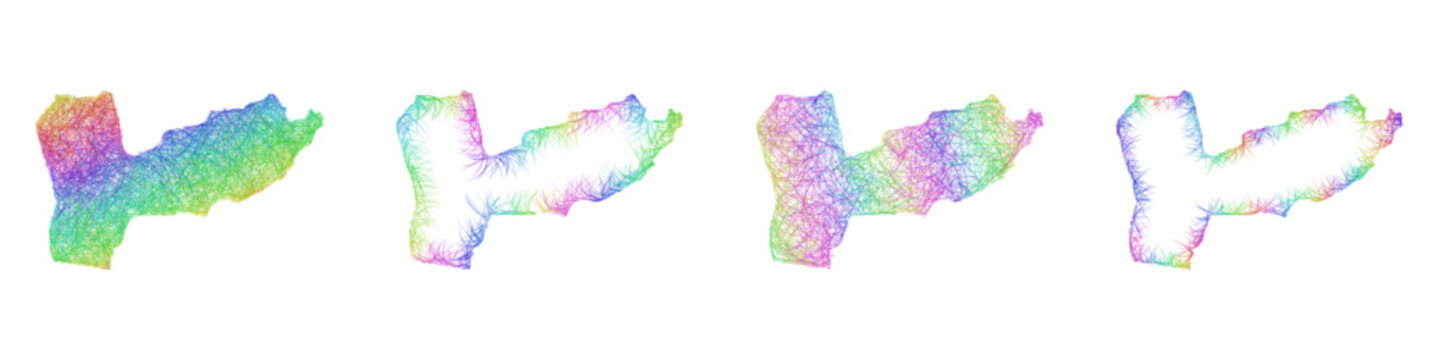 Rainbow sketch Farah, Afghanistan outline map design set