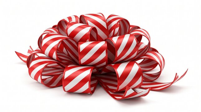 Red white candy cane striped gift bow ribbon holiday decoration