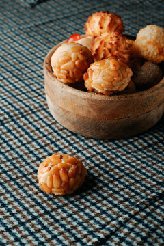 Catalan panellet and a bowl of assorted panellets