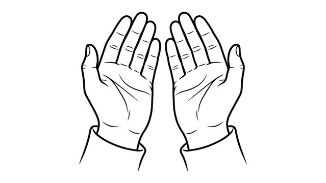 Open Hands in Prayer: Two hands are cupped together, palms facing upwards, in a gesture of prayer or supplication, symbolizing hope and faith.
