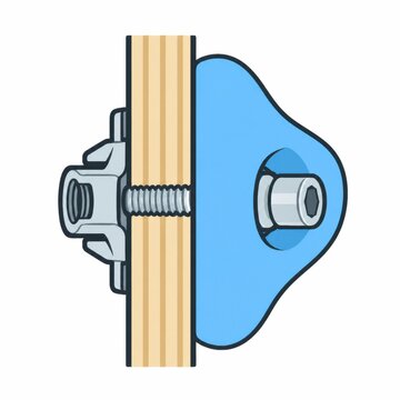 Climbing hold T nut and bolt cross section
