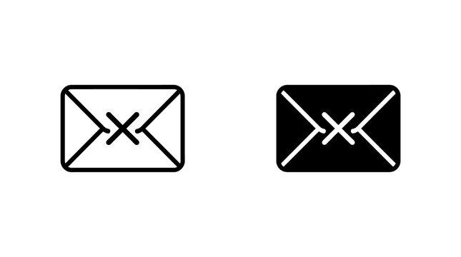 Envelope icon with tied string closure, in outline and solid black, representing mail and communication.