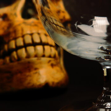 skull and glass