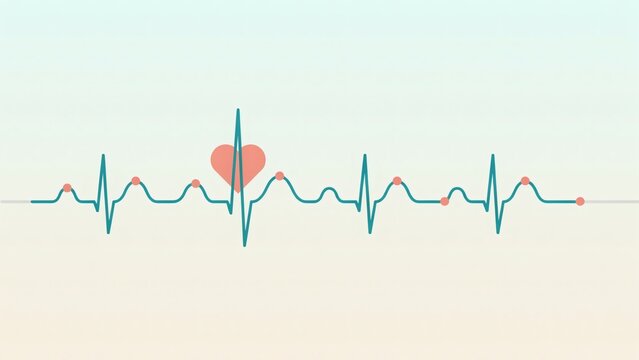 Heartbeat rhythm line with a heart symbol on a soft background
