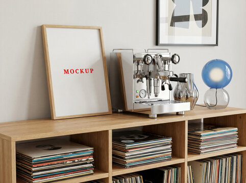 Blank wall frame mockup template, modern interior poster mockup, minimalist house interior.