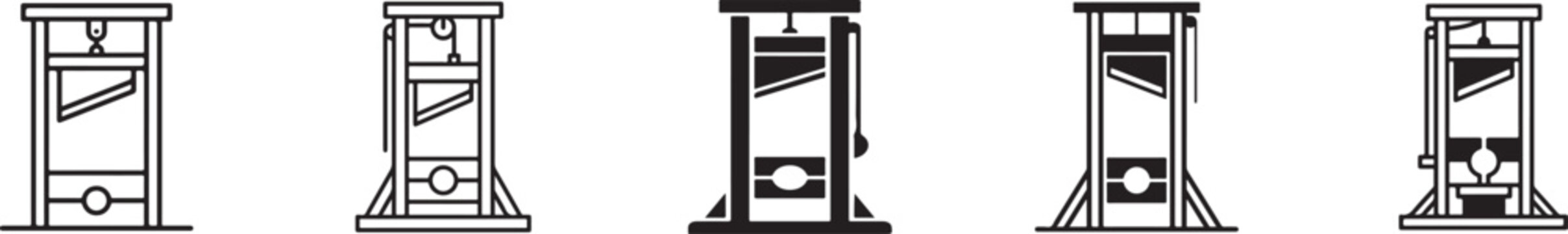 Black guillotine outline icon for paper cutting, office tools, printing, crafts, and stationery design.