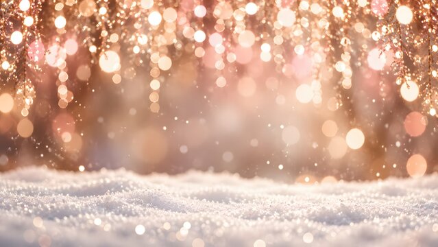 A shimmering christmas bokeh background with soft focus and a festive magical atmosphere