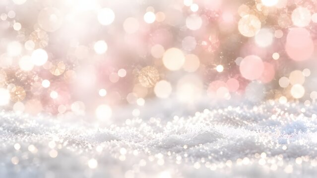 A beautiful soft and dreamy christmas bokeh background with a pastel color palette