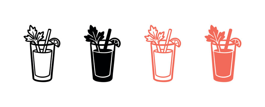 Bloody Mary Cocktail Icons with Celery and Garnish