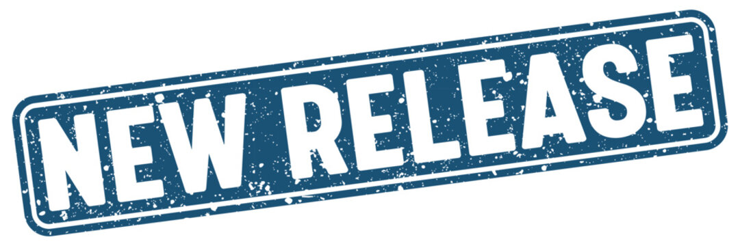 new release stamp. new release blue rectangular grunge stamp on transparent background