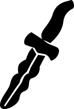 Hari Wayang Nasional celebration featuring an elegant black silhouette of a Javanese Keris dagger flat vector icon