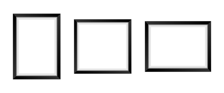 Photo frame. Blank picture frames border template. Transparent PNG and vector illustration