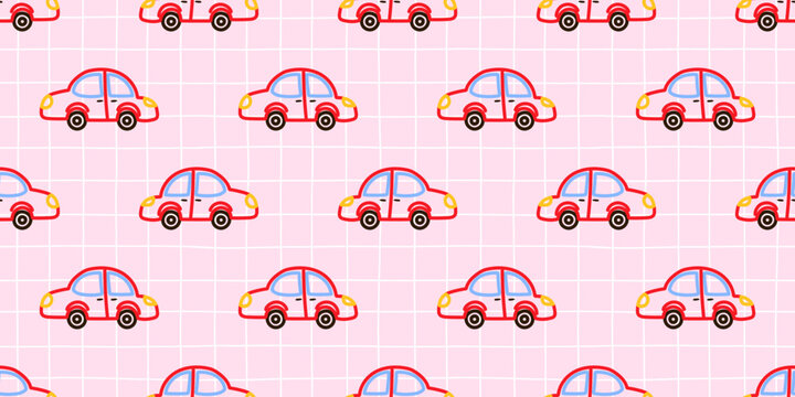 Abstract auto car with rocket star vector for background pattern gingham. Design childish art with doodle squiggle texture for brush modern simple. Kid child children with kids graphic.