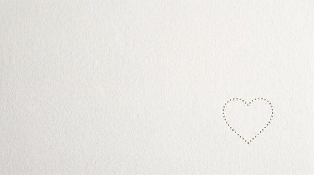 Minimalist White Paper Background with Delicate Heart Shaped Perforation and Copy Space