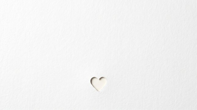 Tiny Heart Cutout on White Textured Paper with Extra Large Empty Copy Space