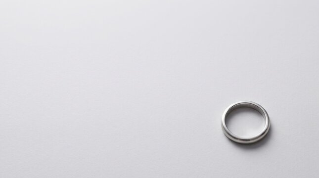 Minimal Pale Gray Background with Small Silver Metal Ring in Corner and Large Copy Space