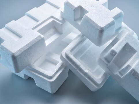 Molded White Polystyrene Foam Blocks for Protective Shipping Packaging