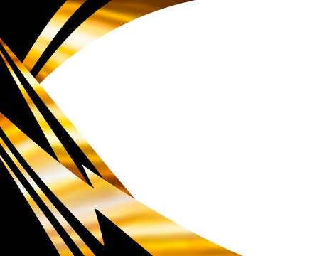 Abstract Golden Curved Lines on Black Certificate Corner Background