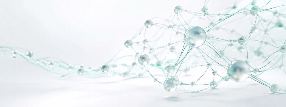 Knowledge graph mesh suspended in a bright white space