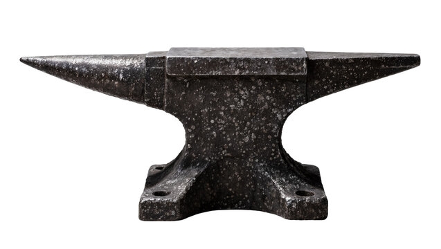 Heavy cast iron blacksmith anvil with horn and flat face for metalworking
