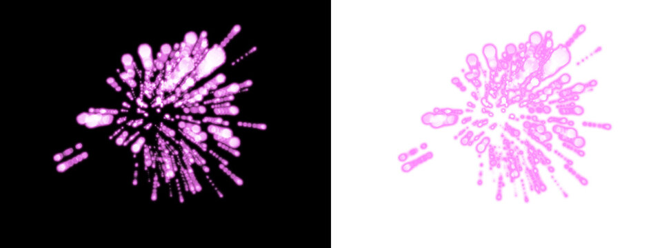 Purple fireworks exploding on black background for celebration