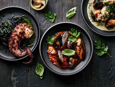 Mediterranean Seafood Feast with Octopus and Mussels