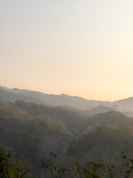Misty Mountain Landscape at Sunset