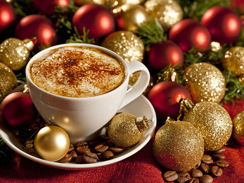 Christmas Cappuccino with Chocolate Chip Cookies
