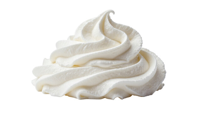 Swirled dollop of thick creamy white whipped cream